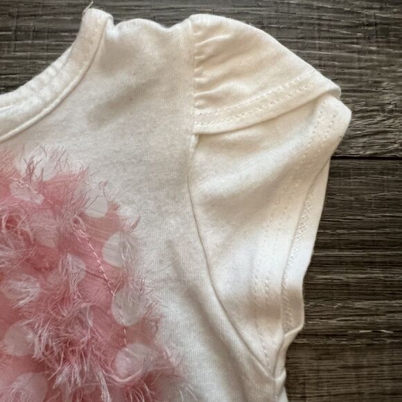 Kiddo by Katie Top Girls sz 2 3 Ivory Short Sleeve Pink Bow Crossover Back - Picture 3 of 6